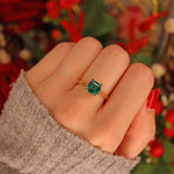 Ellibelle Jewellery VINTAGE SYNTHETIC EMERALD SOLITAIRE RING