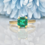 Ellibelle Jewellery VINTAGE SYNTHETIC EMERALD SOLITAIRE RING
