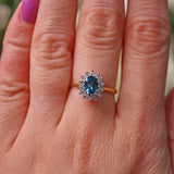 Ellibelle Jewellery VINTAGE TOPAZ & DIAMOND GOLD CLUSTER RING