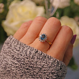 Ellibelle Jewellery VINTAGE TOPAZ & DIAMOND GOLD CLUSTER RING