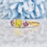 Ellibelle Jewellery Yellow Diamond & Pink Diamond Gold Three Stone Engagement Ring (1.30ct)