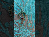 EDWARDIAN GARNET & PEARL 9CT GOLD PENDANT NECKLACE