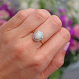 Vintage 1970s Opal & Diamond 18ct Gold Cluster Ring