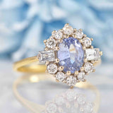 Vintage 1988 Ceylon Sapphire & Diamond 18ct Gold Engagement Ring