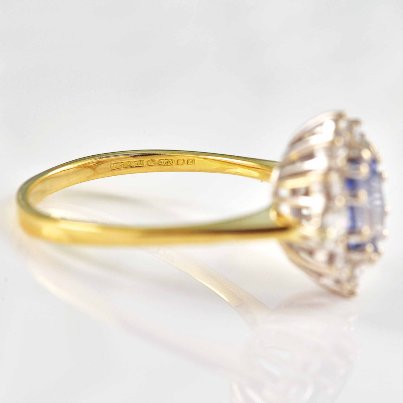 Vintage 1988 Ceylon Sapphire & Diamond 18ct Gold Engagement Ring