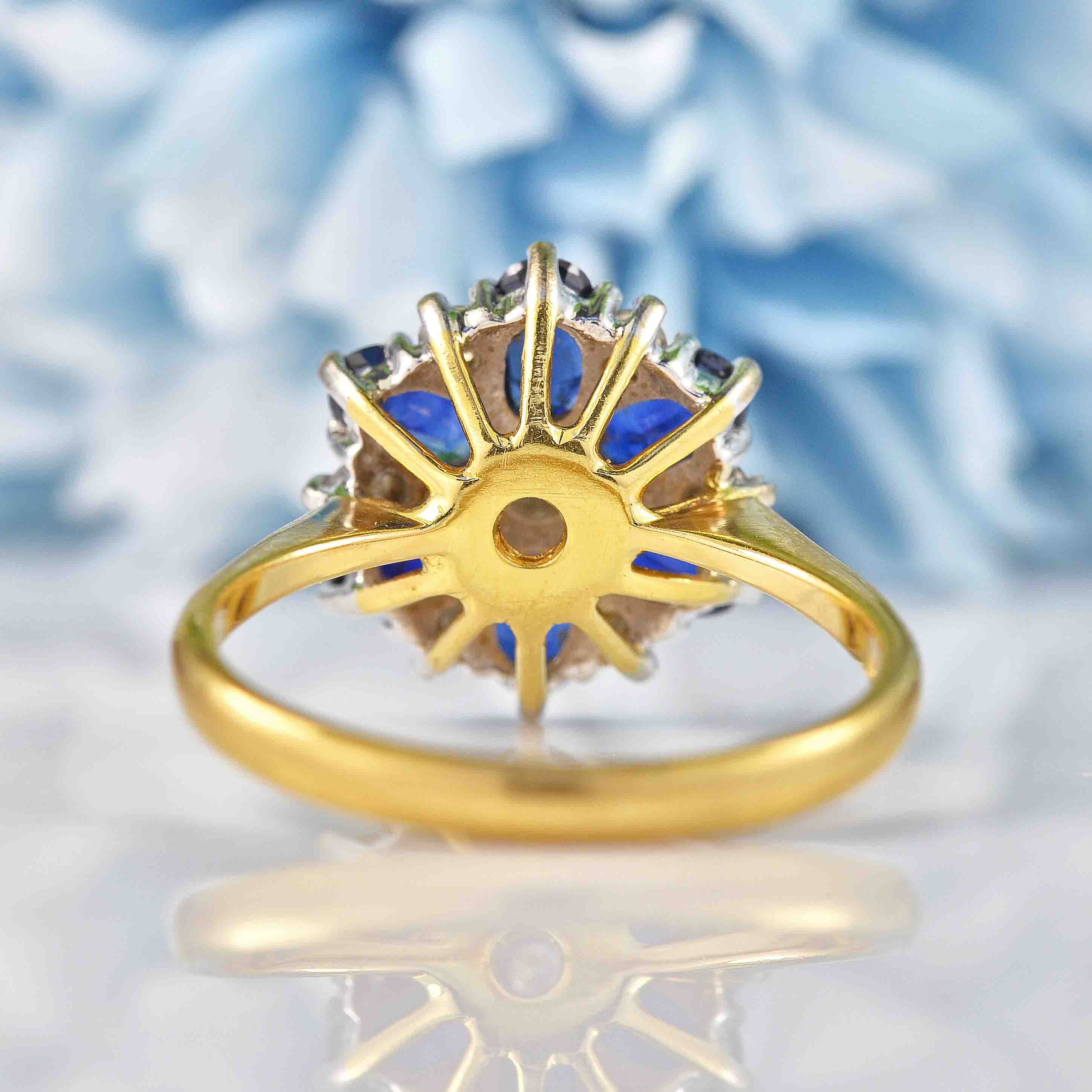 Vintage Sapphire & Diamond Daisy Cluster Ring By Cropp and Farr