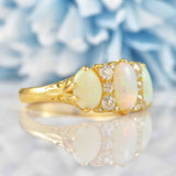 Antique Edwardian Opal & Old Cut Diamond 18ct Gold Ring