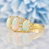 Antique Edwardian Opal & Old Cut Diamond 18ct Gold Ring