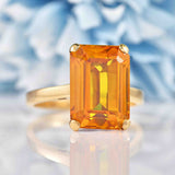 Vintage 1960 Citrine 9ct Gold Solitaire Dress Ring