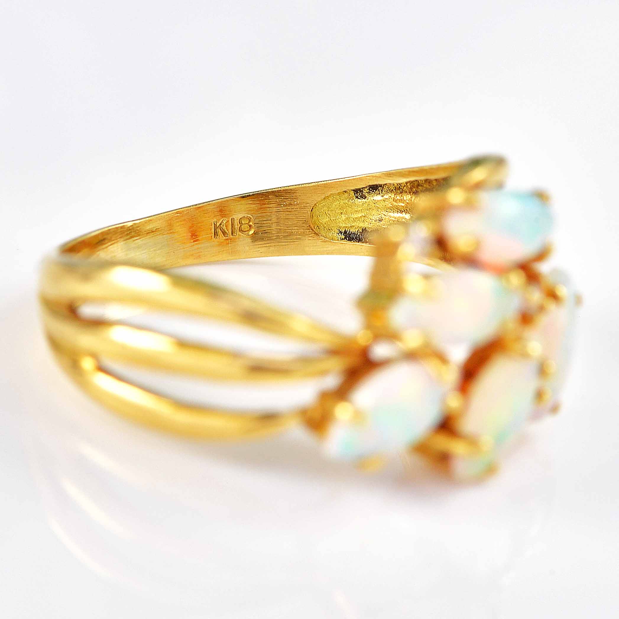 Vintage Opal & Diamond 18ct Gold Dress Ring