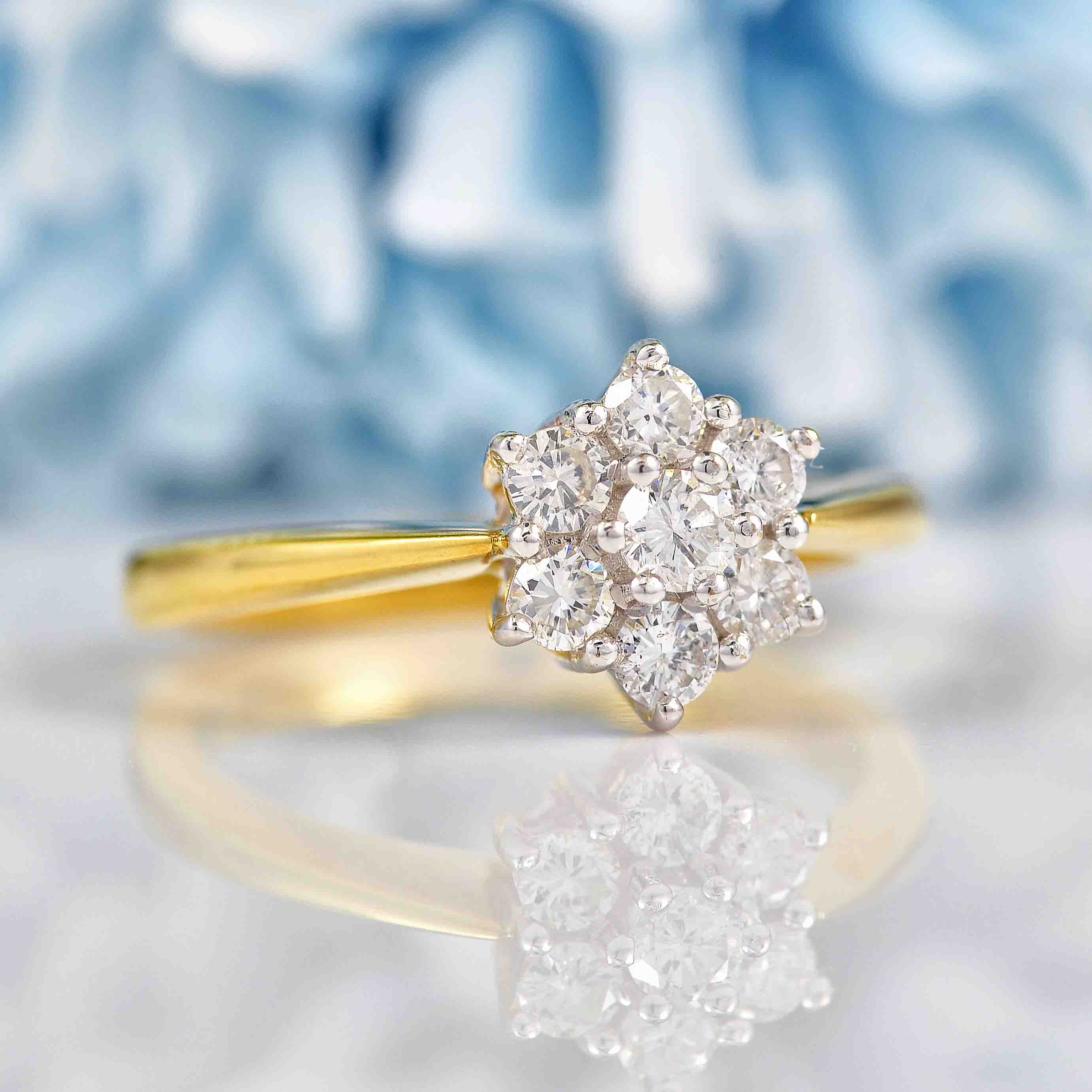 Ellibelle Jewellery 18ct Gold Diamond Daisy Cluster Engagement Ring (0.50cts)