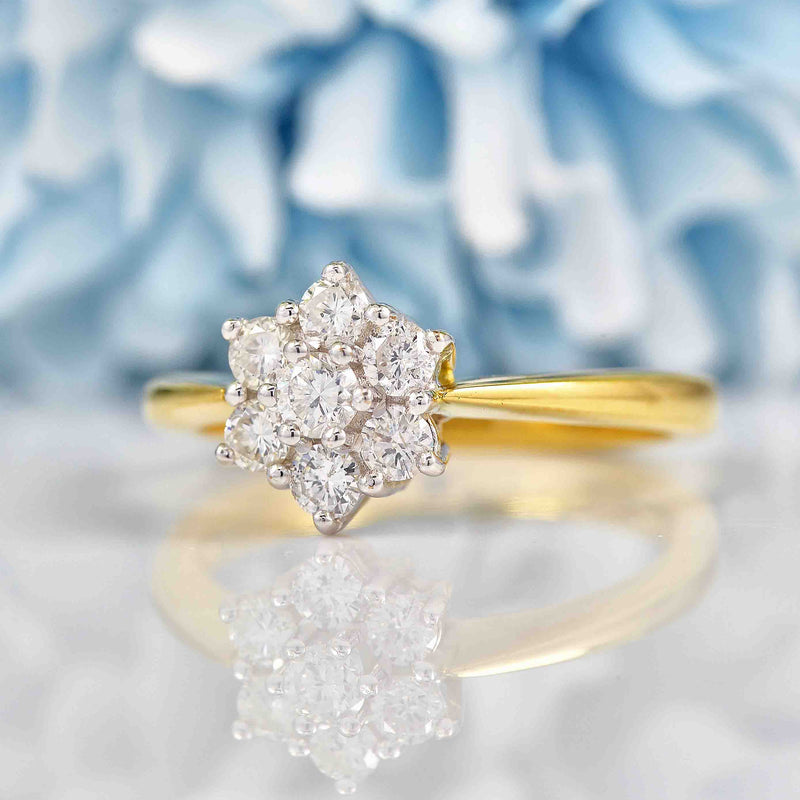 Ellibelle Jewellery 18ct Gold Diamond Daisy Cluster Engagement Ring (0.50cts)