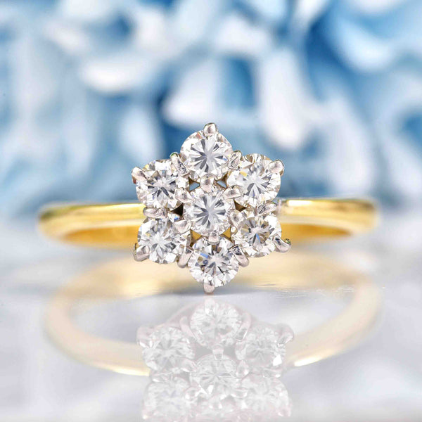 Ellibelle Jewellery 18ct Gold Diamond Daisy Cluster Engagement Ring (1.05cts)