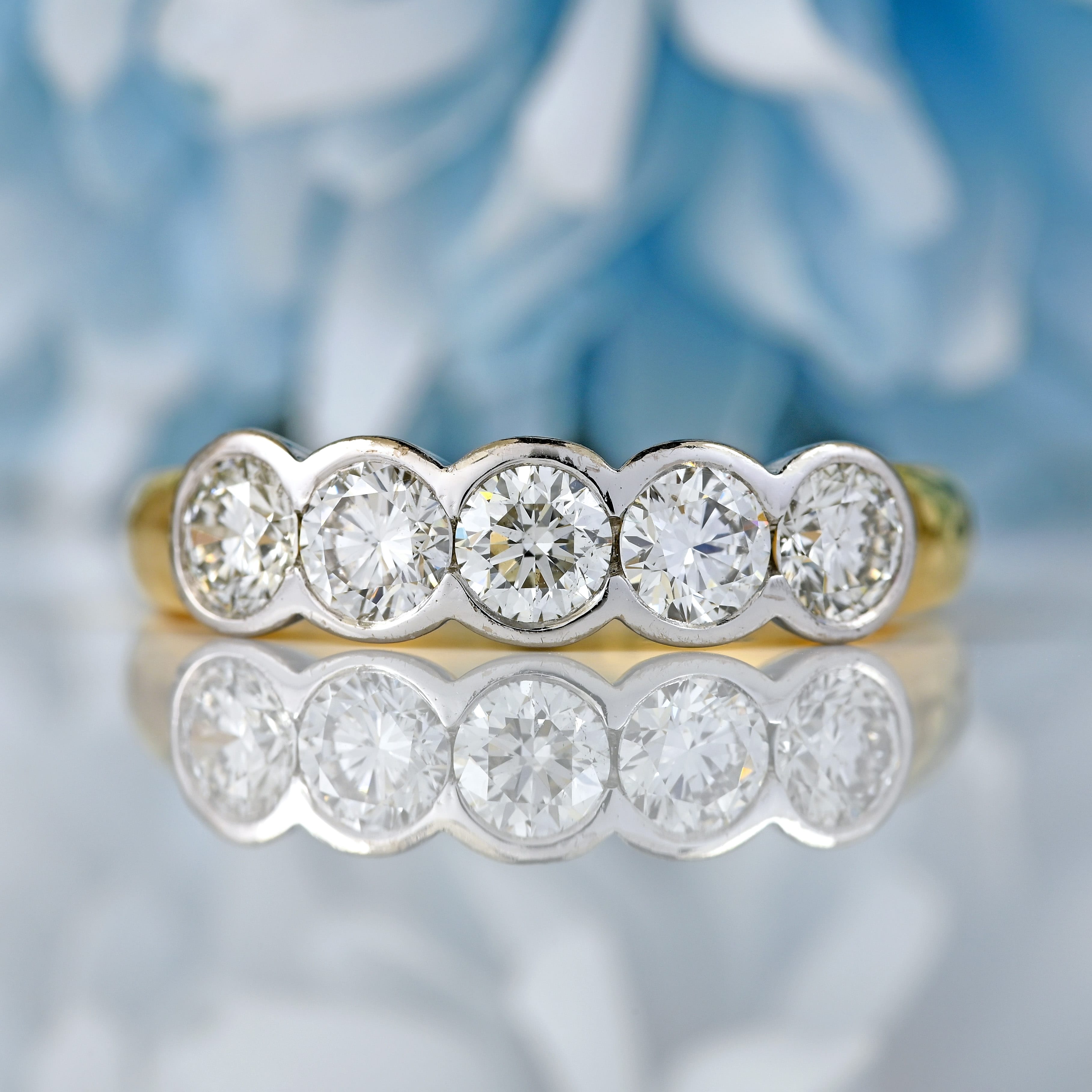 Ellibelle Jewellery 18ct Gold Diamond Five-Stone Half-Eternity Band Ring (1.25cts)