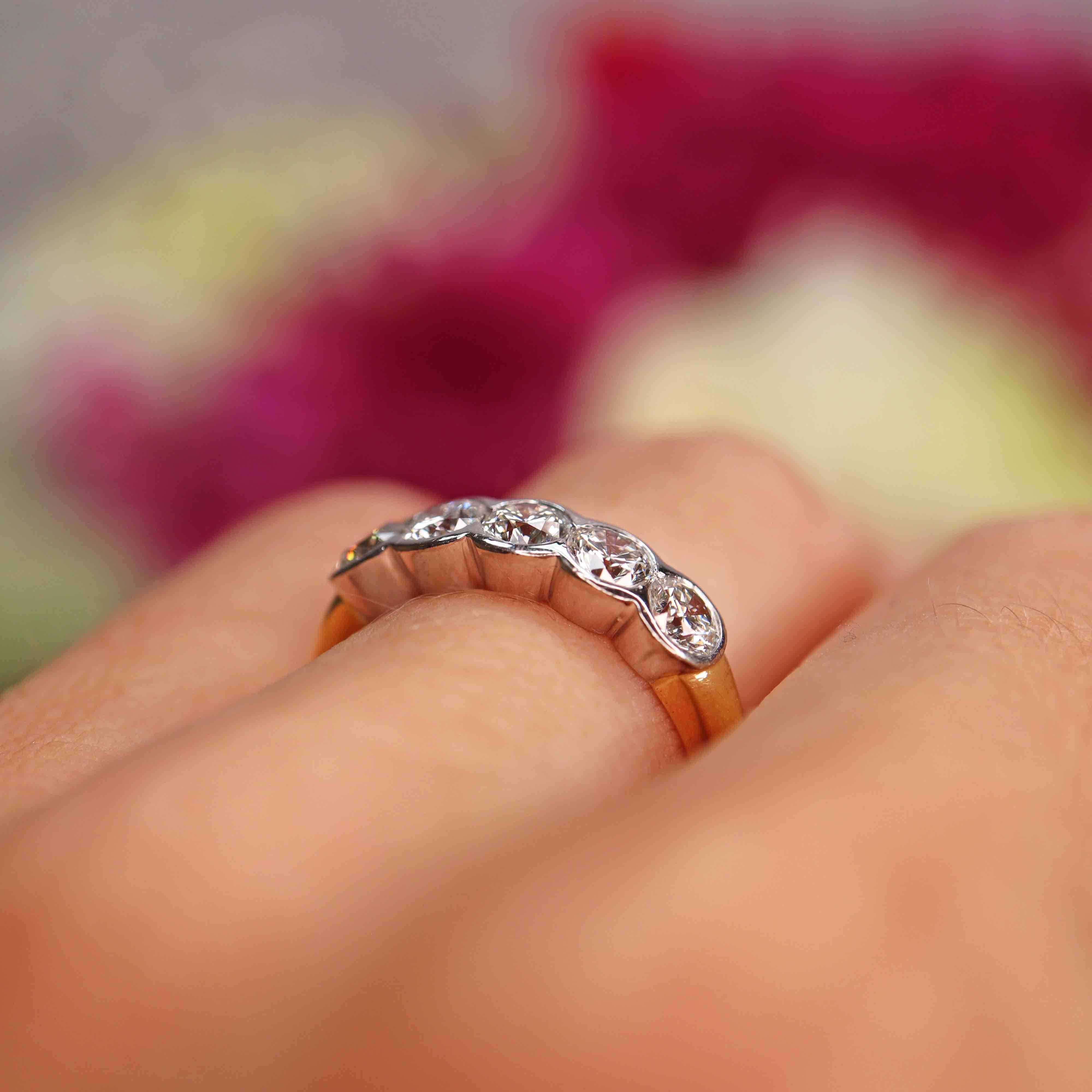 Ellibelle Jewellery 18ct Gold Diamond Five-Stone Half-Eternity Band Ring (1.25cts)