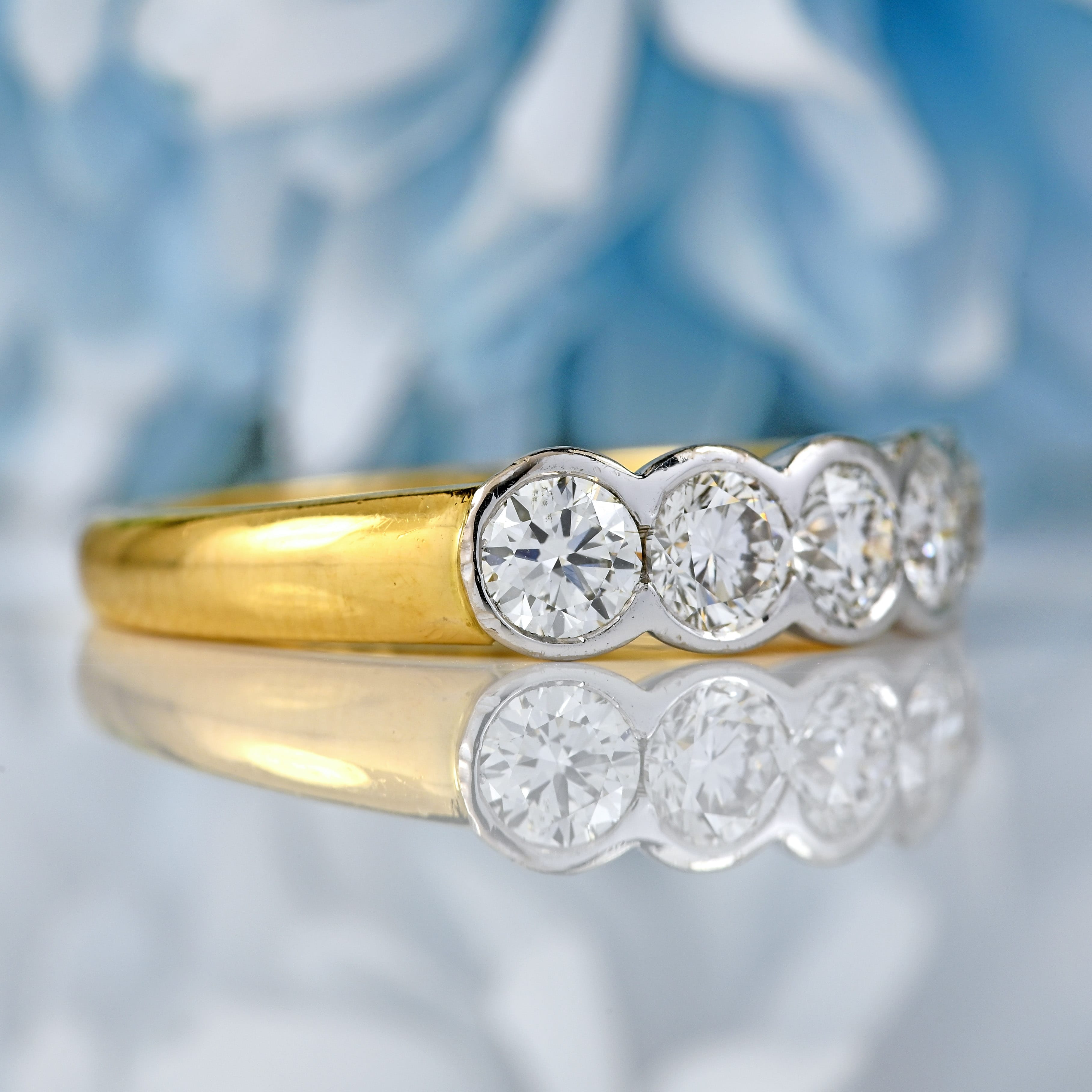 Ellibelle Jewellery 18ct Gold Diamond Five-Stone Half-Eternity Band Ring (1.25cts)