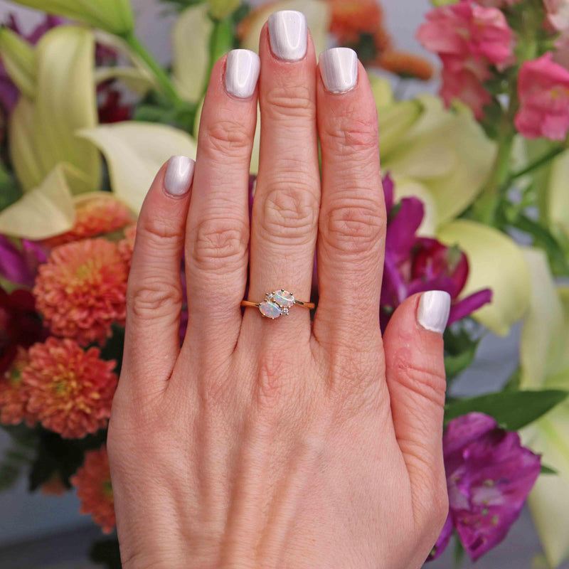 Ellibelle Jewellery 18ct Gold Opal & Diamond Crossover Ring By Cropp and Farr