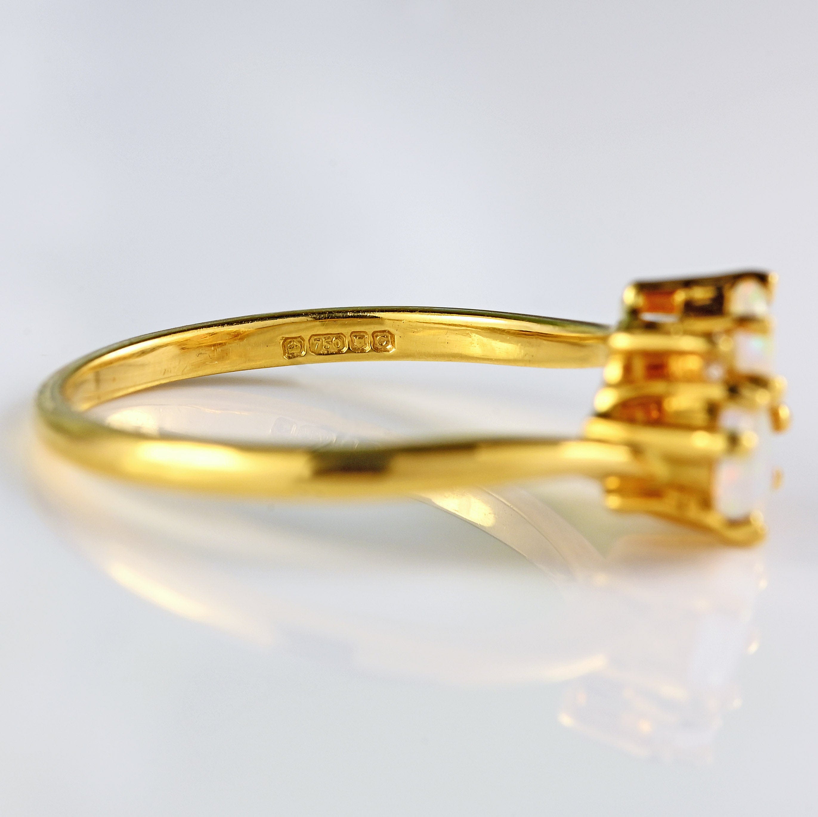 Ellibelle Jewellery 18ct Gold Opal & Diamond Crossover Ring By Cropp and Farr