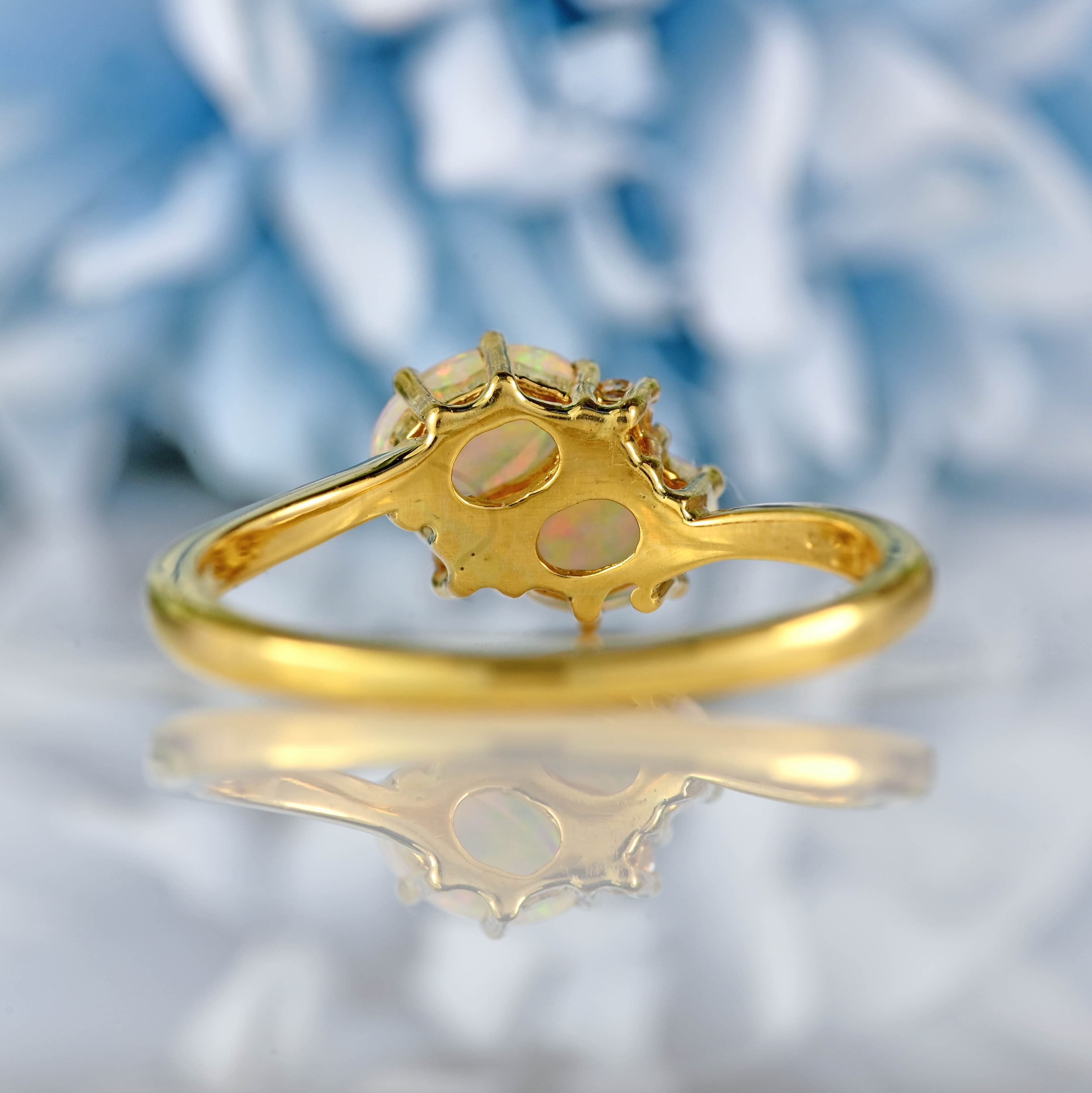 Ellibelle Jewellery 18ct Gold Opal & Diamond Crossover Ring By Cropp and Farr