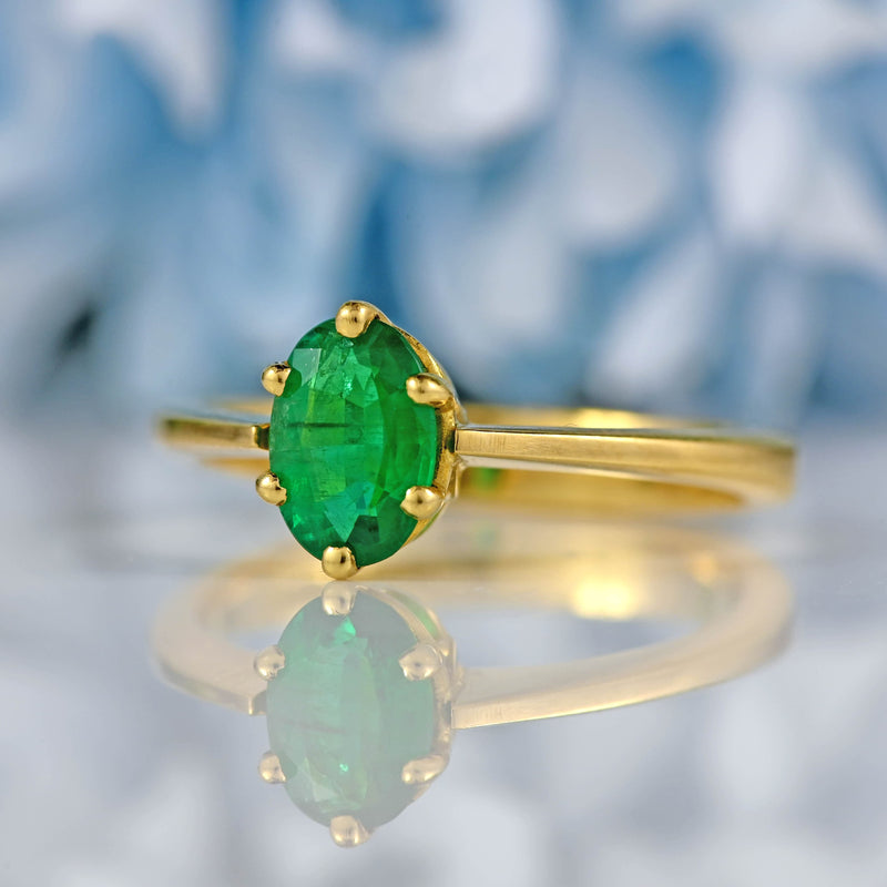 Ellibelle Jewellery 18ct Gold Oval Emerald Solitaire Ring