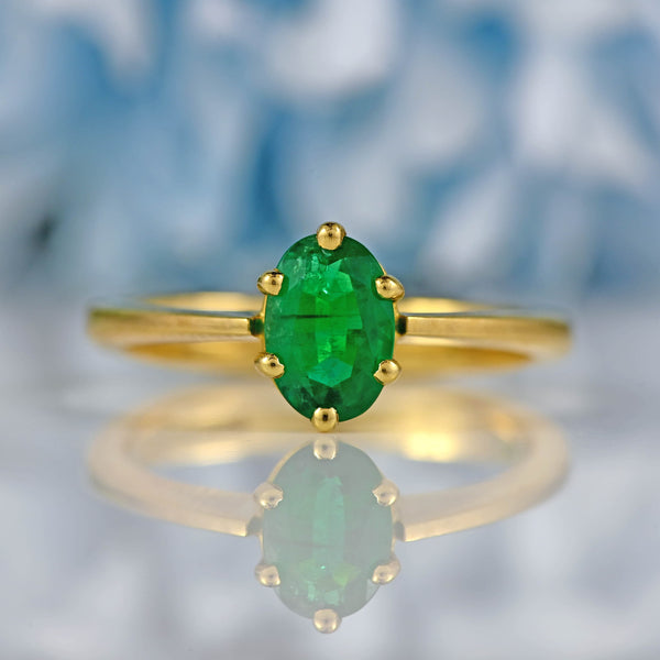 Ellibelle Jewellery 18ct Gold Oval Emerald Solitaire Ring