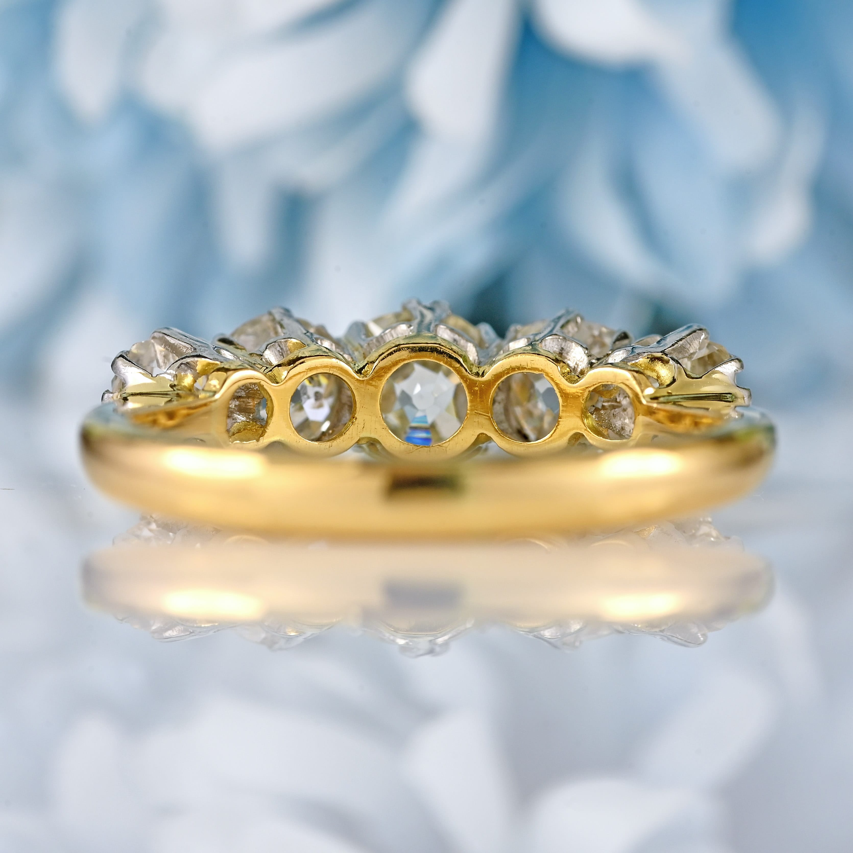 Ellibelle Jewellery 18ct Gold & Platinum Old-Mine-Cut Diamond Five-Stone Ring (1.75cts)