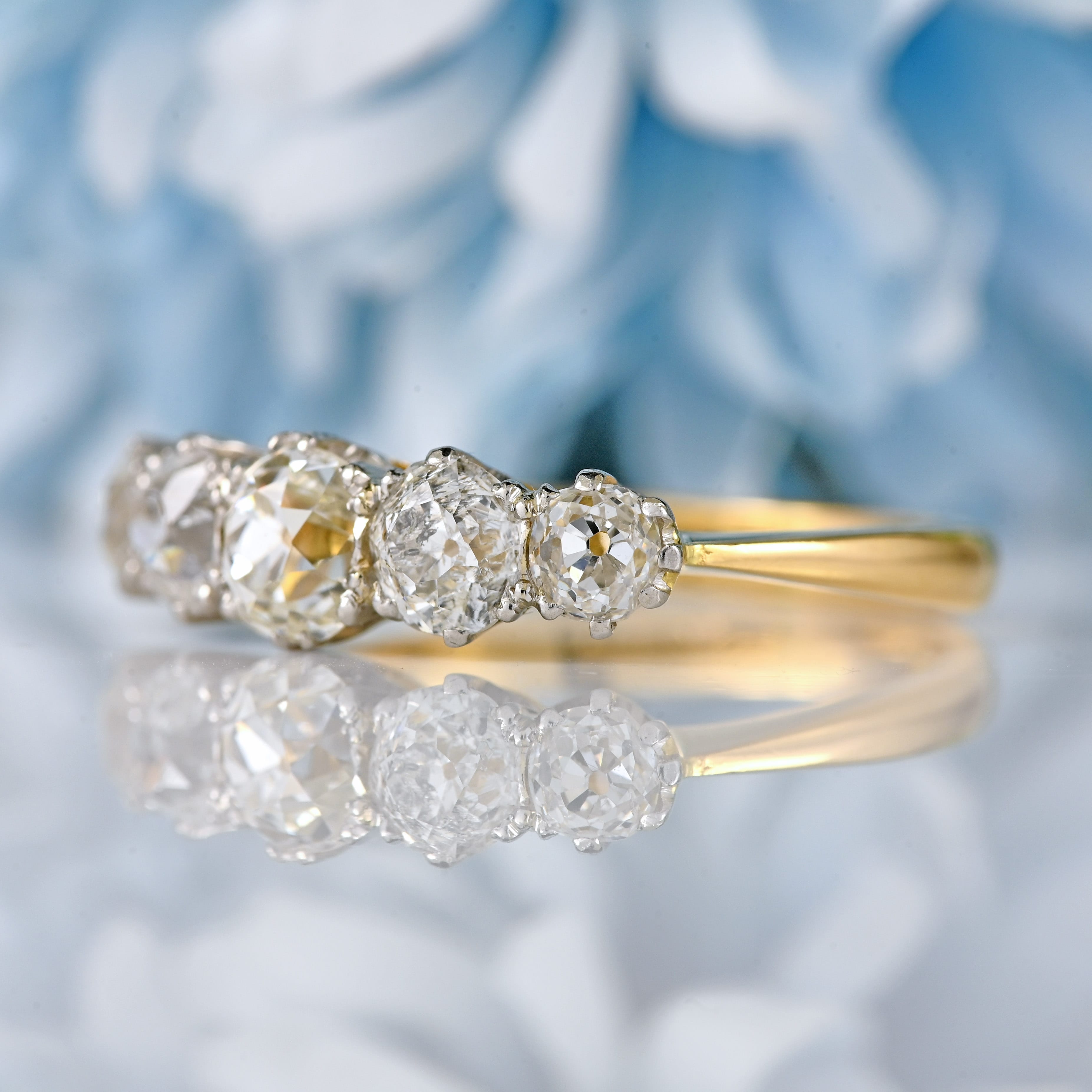 Ellibelle Jewellery 18ct Gold & Platinum Old-Mine-Cut Diamond Five-Stone Ring (1.75cts)