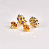 Ellibelle Jewellery 18ct Gold Ruby & Diamond Floral Daisy Stud Earrings