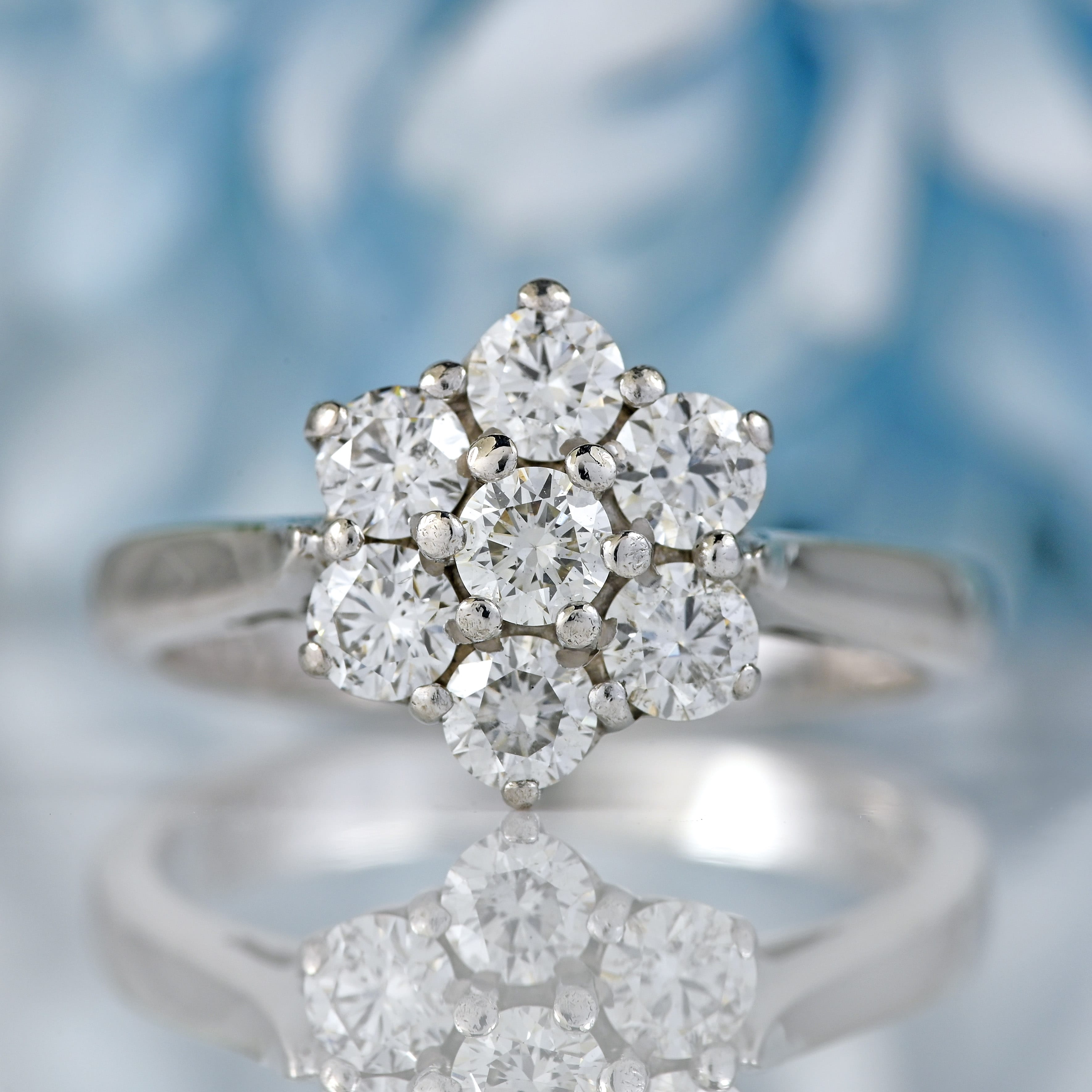 Ellibelle Jewellery 18ct White Gold 1.00-Carat Diamond Daisy Cluster Ring