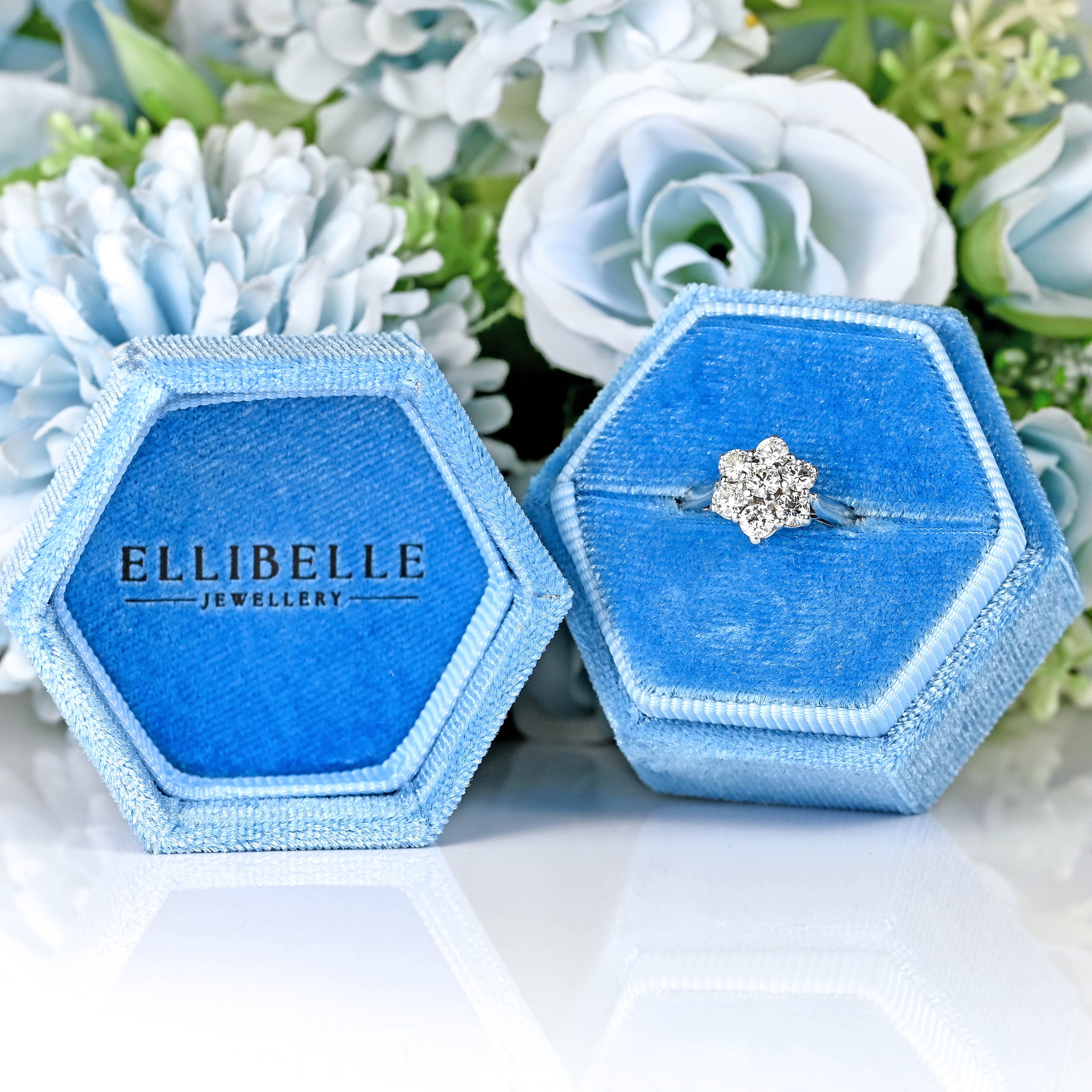 Ellibelle Jewellery 18ct White Gold 1.00-Carat Diamond Daisy Cluster Ring