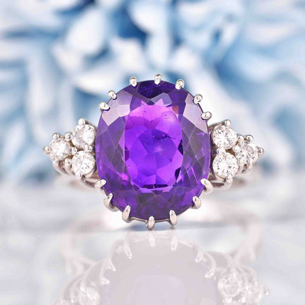 Ellibelle Jewellery 18ct White Gold Amethyst & Diamond Cocktail Ring (5.57ct)