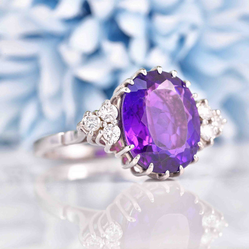 Ellibelle Jewellery 18ct White Gold Amethyst & Diamond Cocktail Ring (5.57ct)