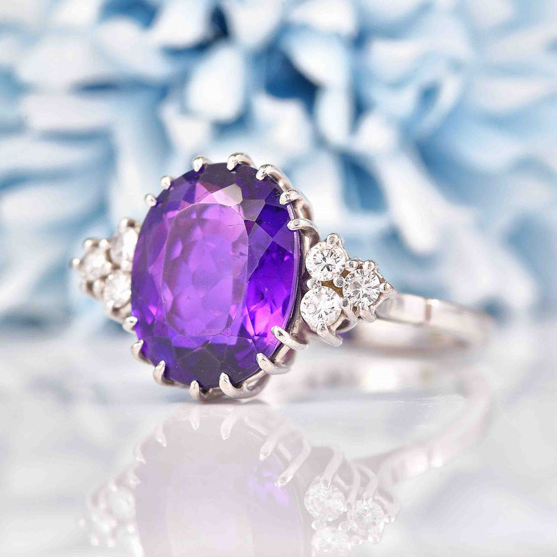 Ellibelle Jewellery 18ct White Gold Amethyst & Diamond Cocktail Ring (5.57ct)