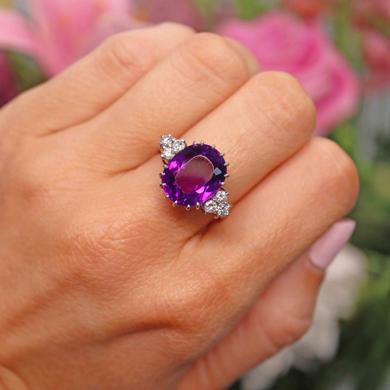 Ellibelle Jewellery 18ct White Gold Amethyst & Diamond Cocktail Ring (5.57ct)