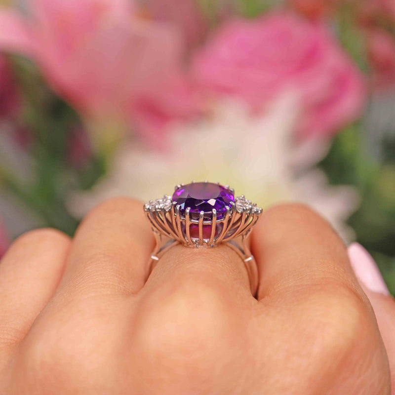 Ellibelle Jewellery 18ct White Gold Amethyst & Diamond Cocktail Ring (5.57ct)