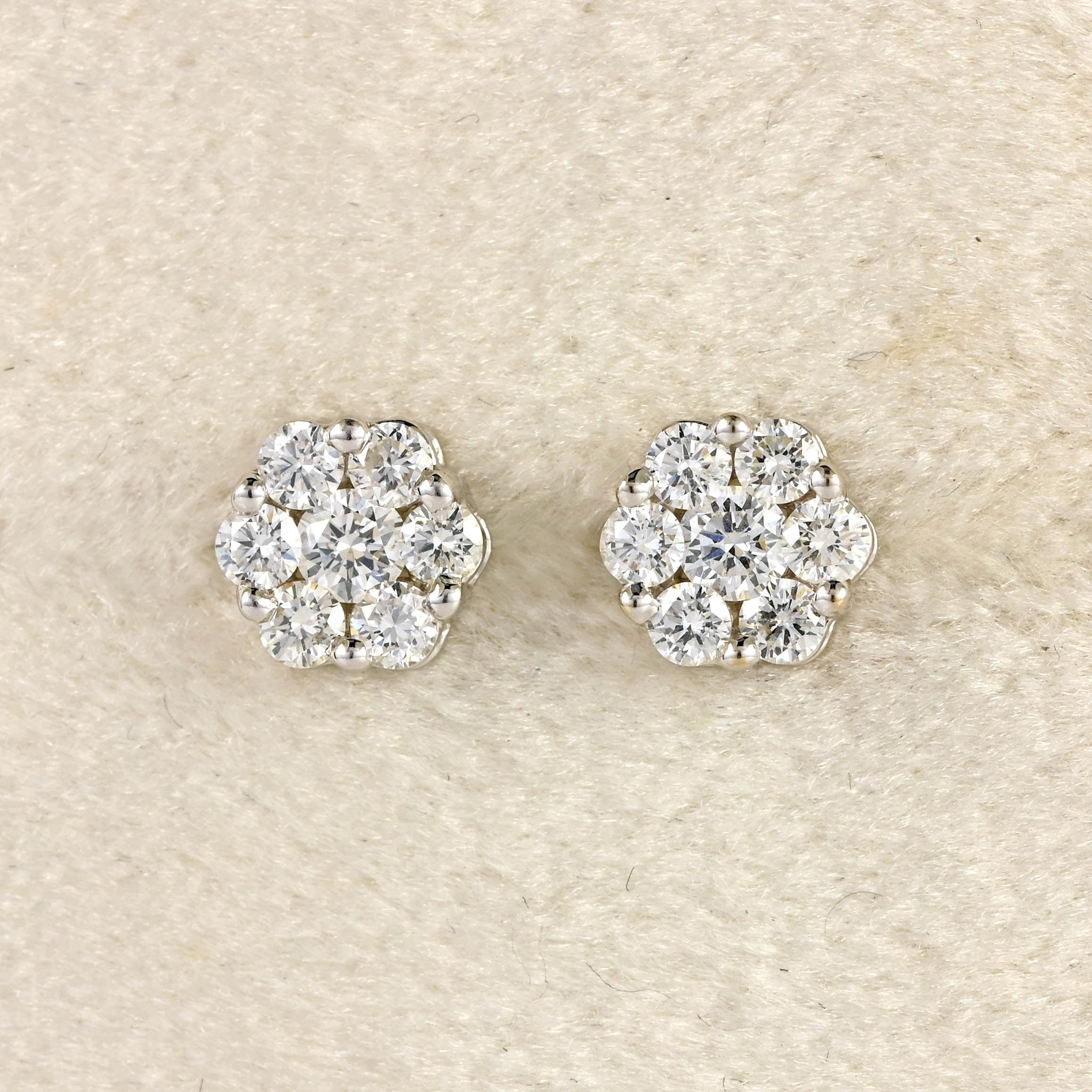 Ellibelle Jewellery 18ct White Gold Diamond Cluster Stud Earrings (0.70cts)