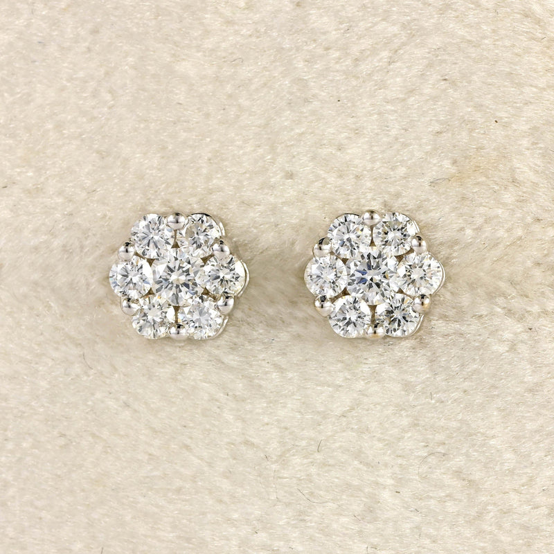 Ellibelle Jewellery 18ct White Gold Diamond Cluster Stud Earrings (0.70cts)