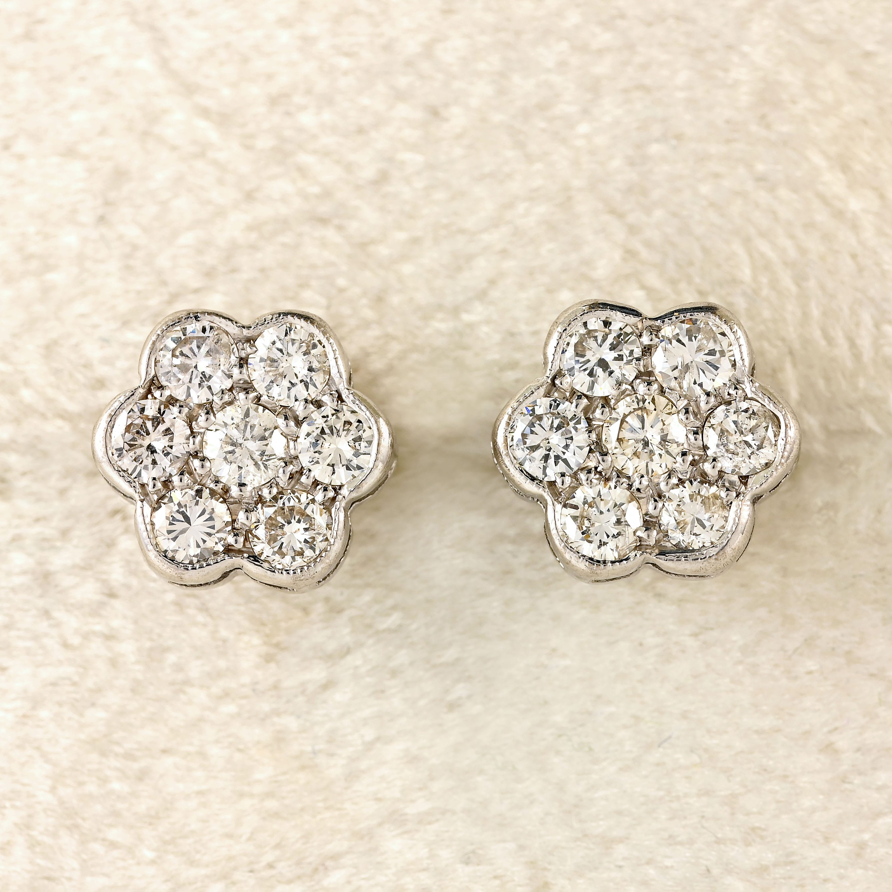 Ellibelle Jewellery 18ct White Gold Diamond Daisy Cluster Stud Earrings (0.70cts)