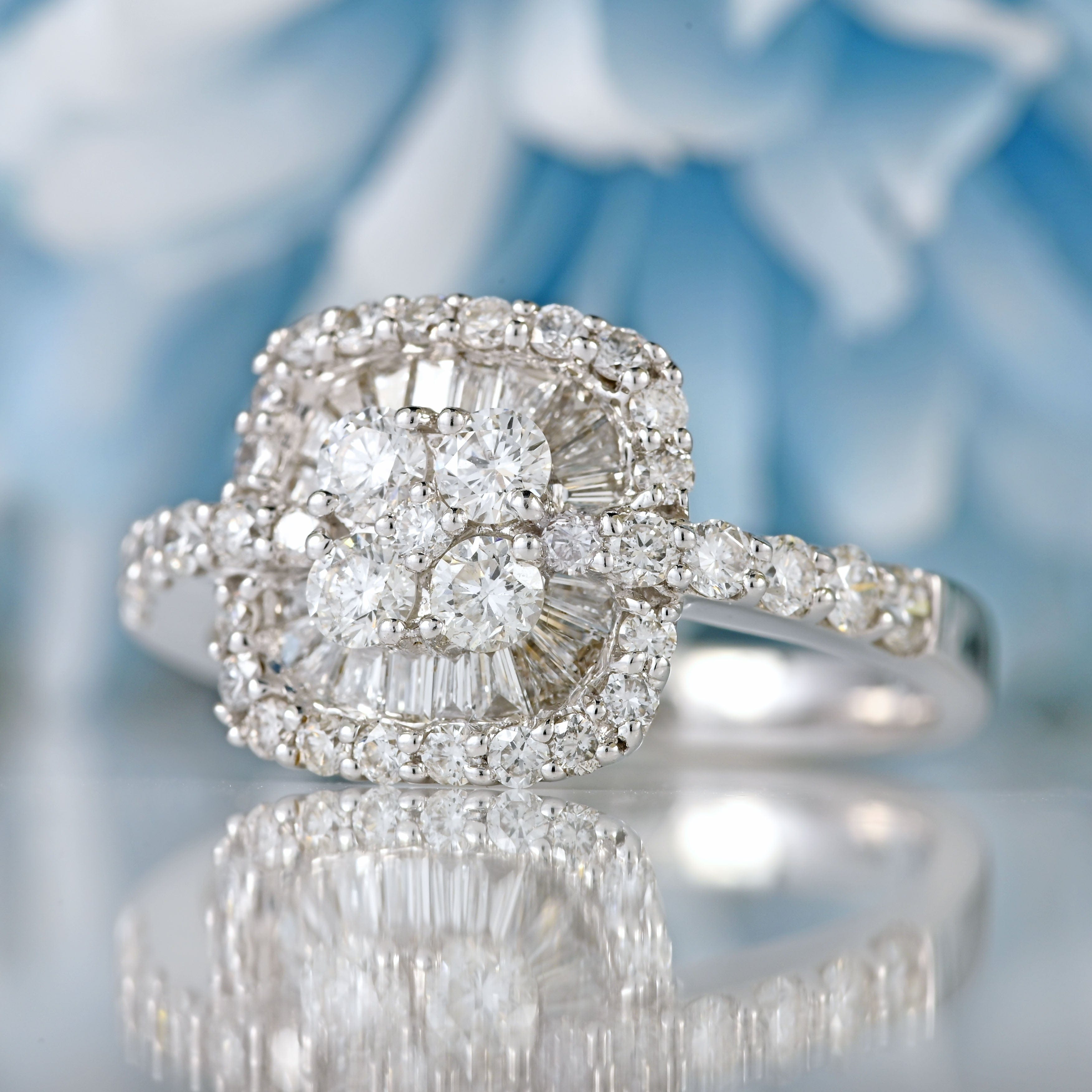Ellibelle Jewellery 18ct White Gold Diamond Sunburst Halo Engagement Ring (1.25cts)