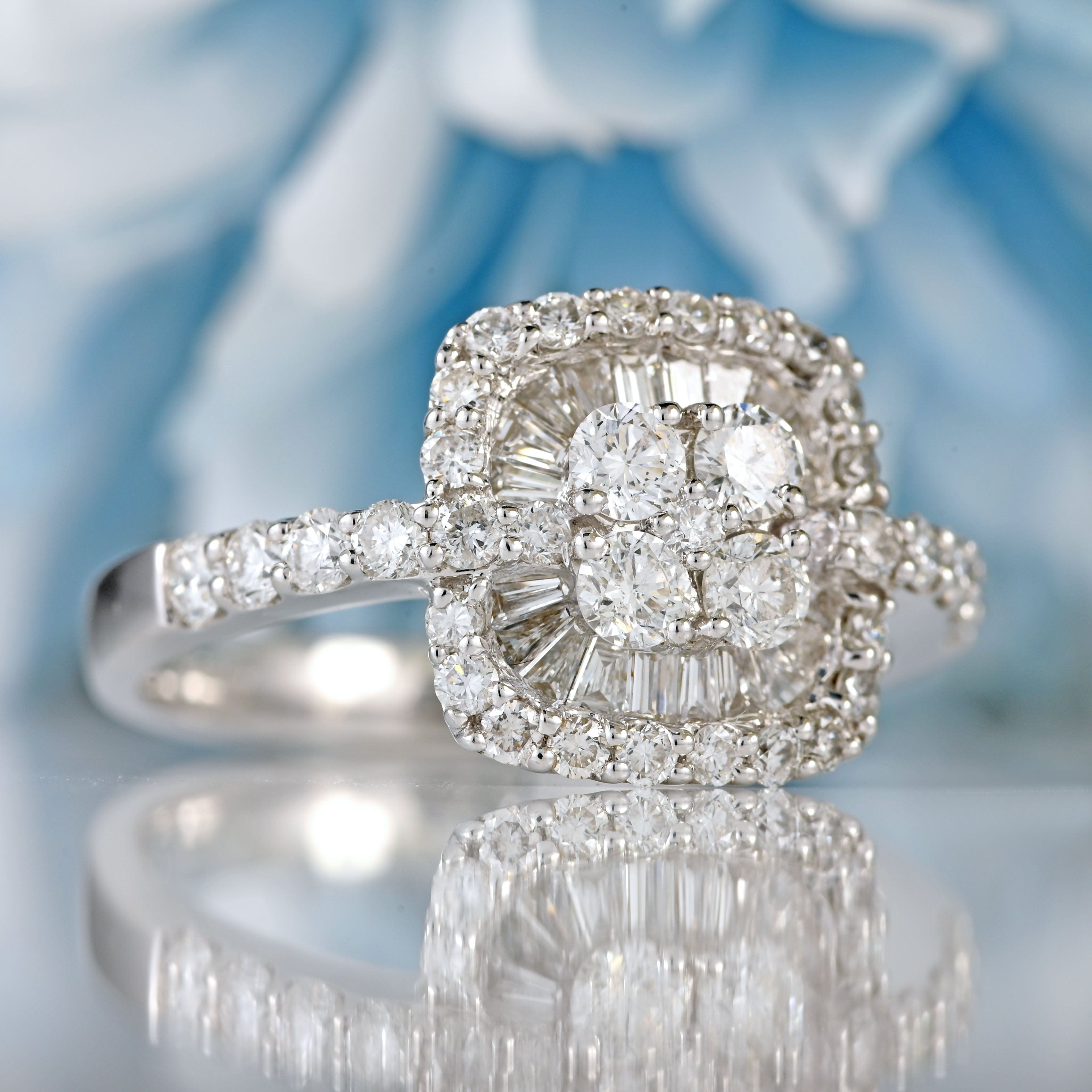 Ellibelle Jewellery 18ct White Gold Diamond Sunburst Halo Engagement Ring (1.25cts)