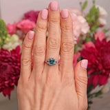 Ellibelle Jewellery 18ct White Gold Emerald-Cut Blue Zircon & Diamond Ring