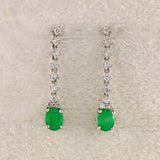 Ellibelle Jewellery 18ct White Gold Emerald & Diamond Drop Earrings