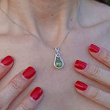 Ellibelle Jewellery 18ct White Gold Pear-Cut Peridot & Diamond Pendant Necklace