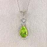Ellibelle Jewellery 18ct White Gold Pear-Cut Peridot & Diamond Pendant Necklace
