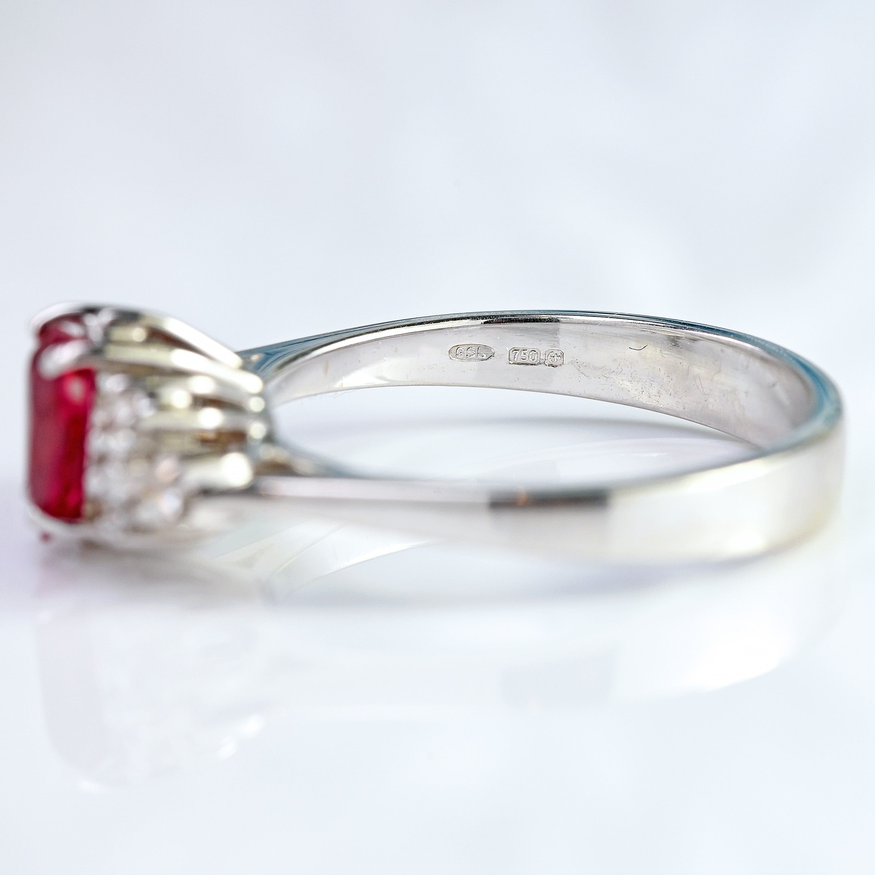 Ellibelle Jewellery 18ct White Gold Pear-Shaped Ruby & Diamond Seven-Stone Ring