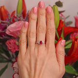 Ellibelle Jewellery 18ct White Gold Pear-Shaped Ruby & Diamond Seven-Stone Ring
