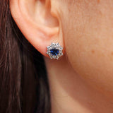 Ellibelle Jewellery 18ct White Gold Sapphire & Diamond Cluster Stud Earrings