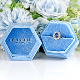Ellibelle Jewellery 18ct White Gold Sapphire & Diamond Oval Cluster Engagement Ring