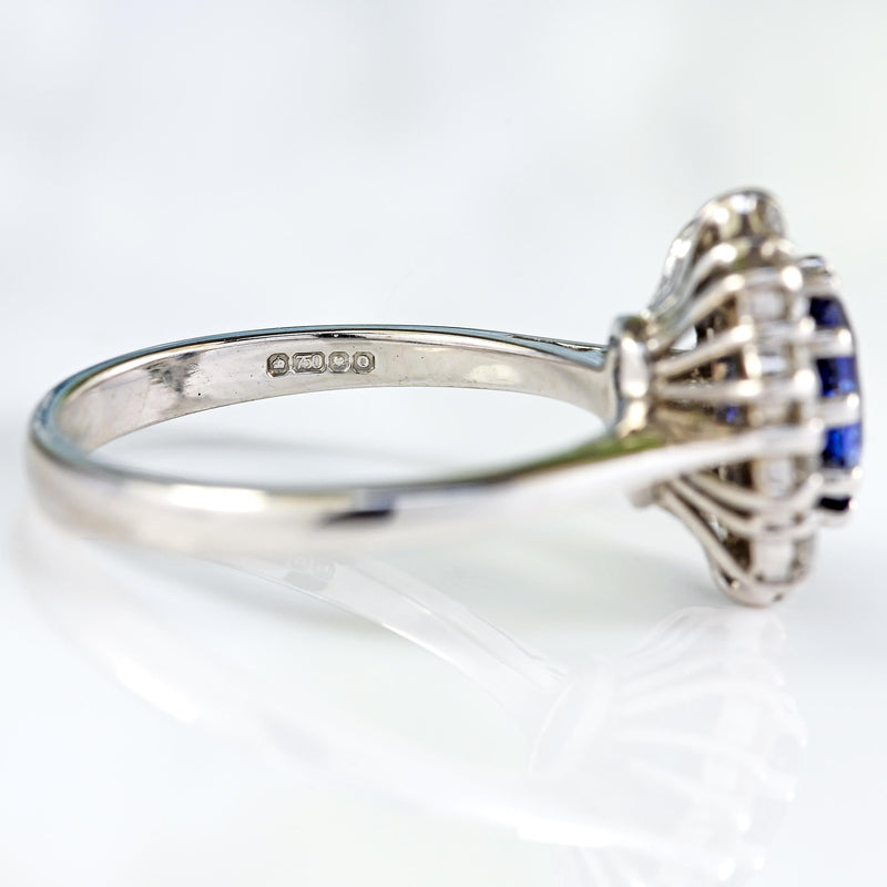 Ellibelle Jewellery 18ct White Gold Sapphire & Diamond Oval Cluster Engagement Ring
