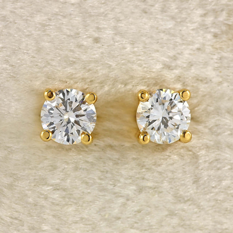 Ellibelle Jewellery 18ct Yellow Gold Diamond Solitaire Stud Earrings (0.50cts)